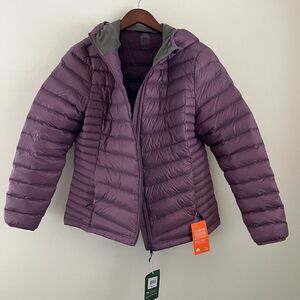 EMS Light Purple Puffer Featherpack Hooded Down Jacket | Size Large